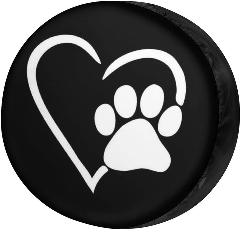 Foruidea Dog Pet Paws Love Heart Spare Tire Cover Dust-Proof Wheel Tire Cover Fit Trailer, RV, SUV and Many Vehicle 18inch - Image 1